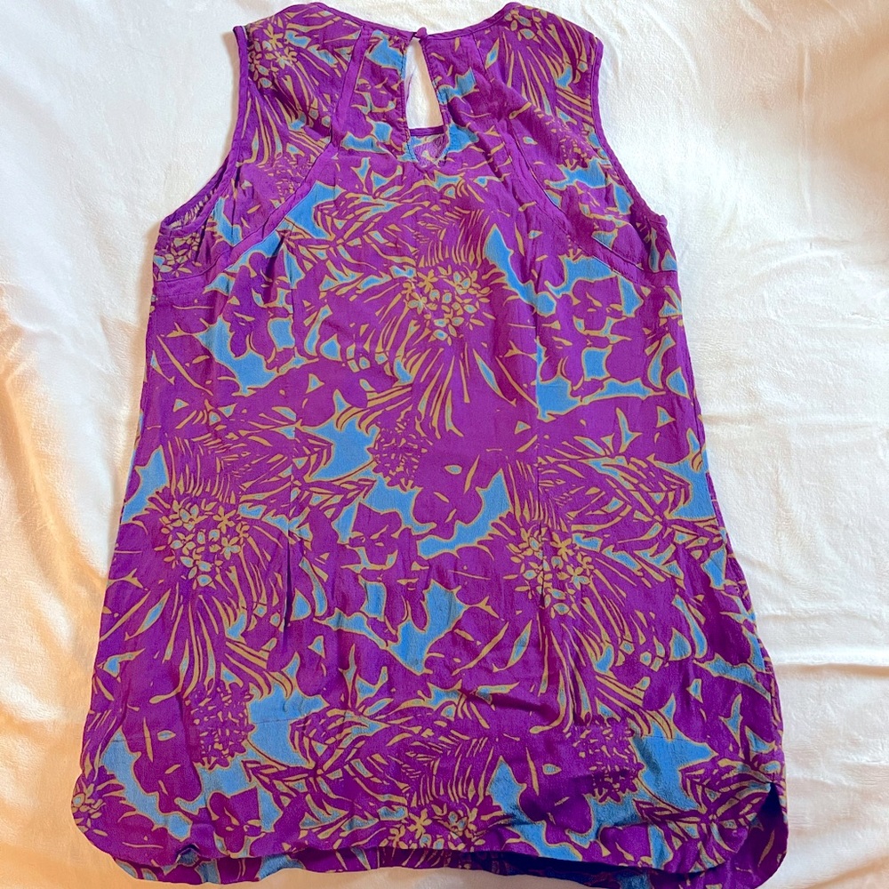 Cabi, purple and turquoise, sleeveless blouse, Medium